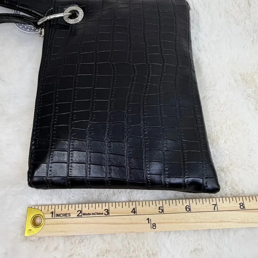 French Connection Black Croco Dale Double Slim Pouches Wristlet 2-in-1‎ NWT Chic